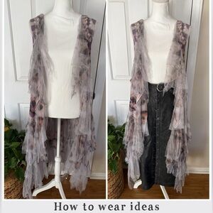 Origami Tulle and Embroidery Duster Vest